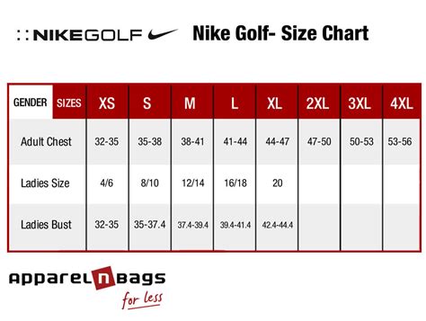 nike golf polo size chart